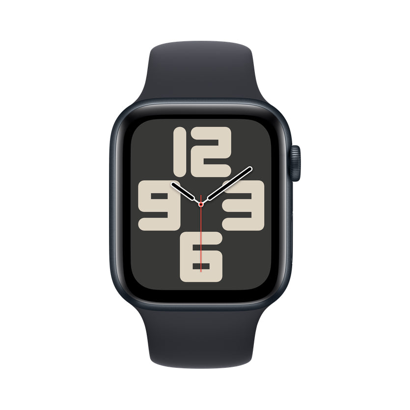 Apple Watch SE 2 44 mm Aluminium Minuit – vue de face