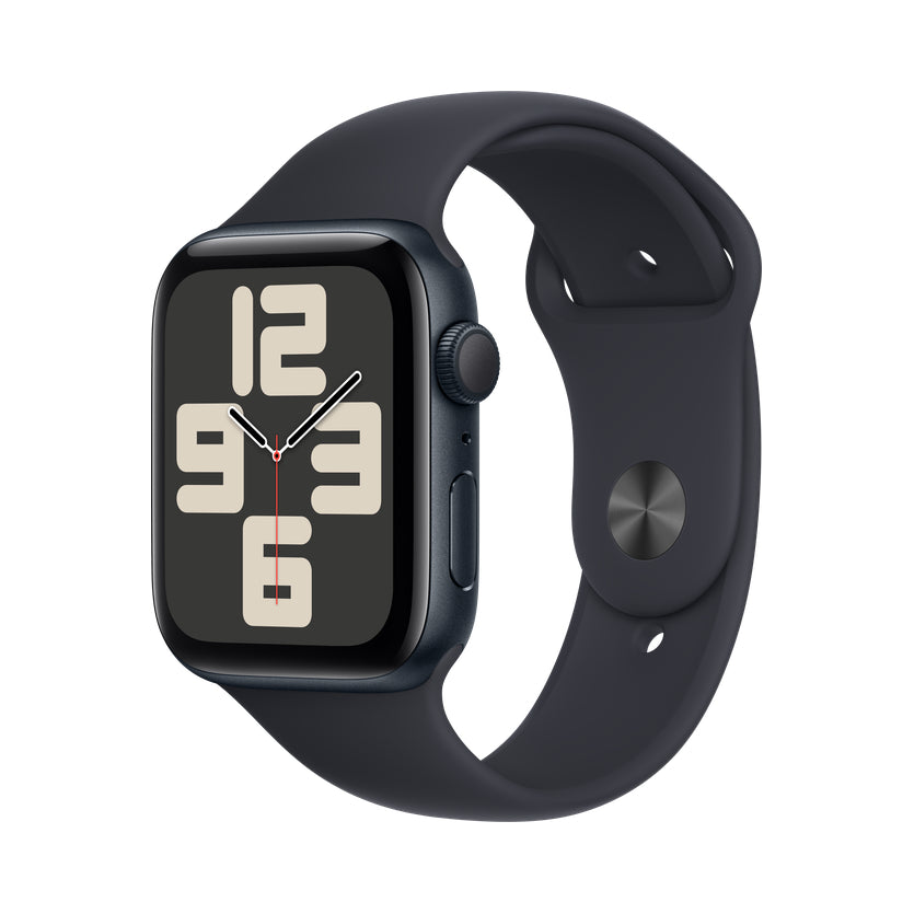 Apple Watch SE 2 44 mm Aluminium Minuit – vue trois-quarts