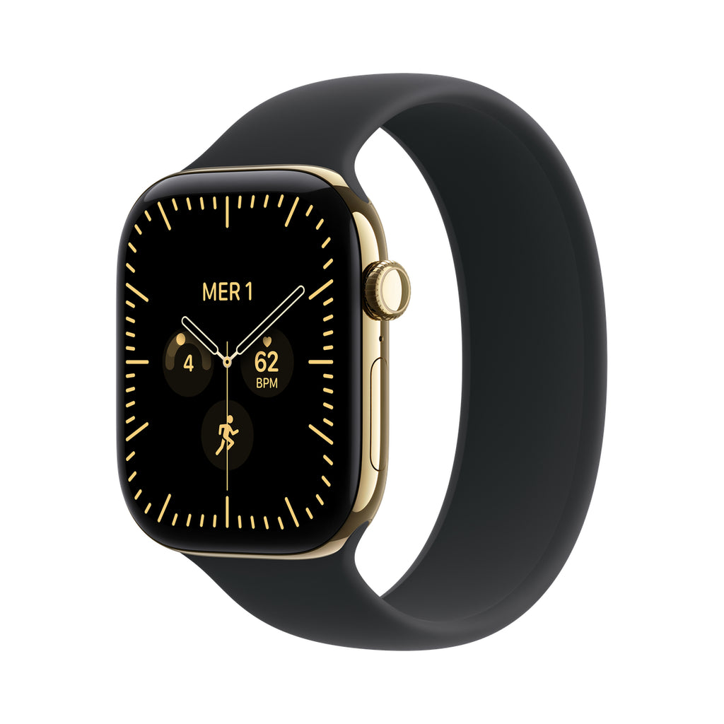 Apple Watch Series 12 46 mm Titane or brillant – vue trois-quarts