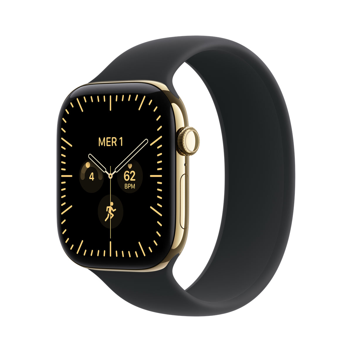 Apple Watch Series 12 46 mm Titane or brillant – vue trois-quarts