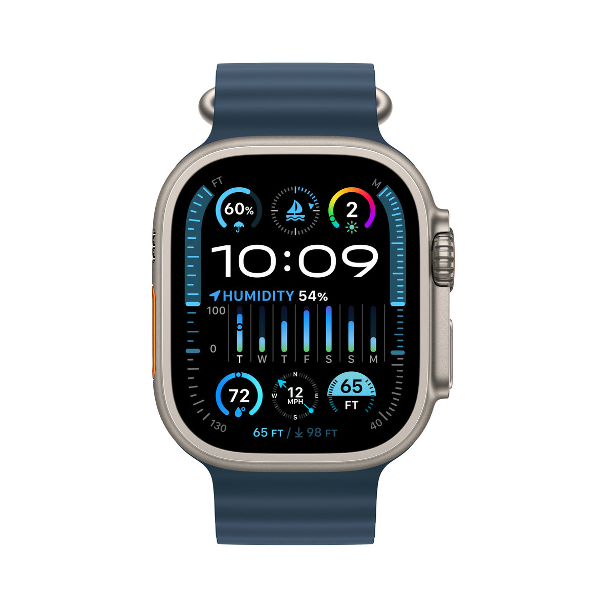 Apple Watch Ultra 2 49 mm Titane naturel – vue de face