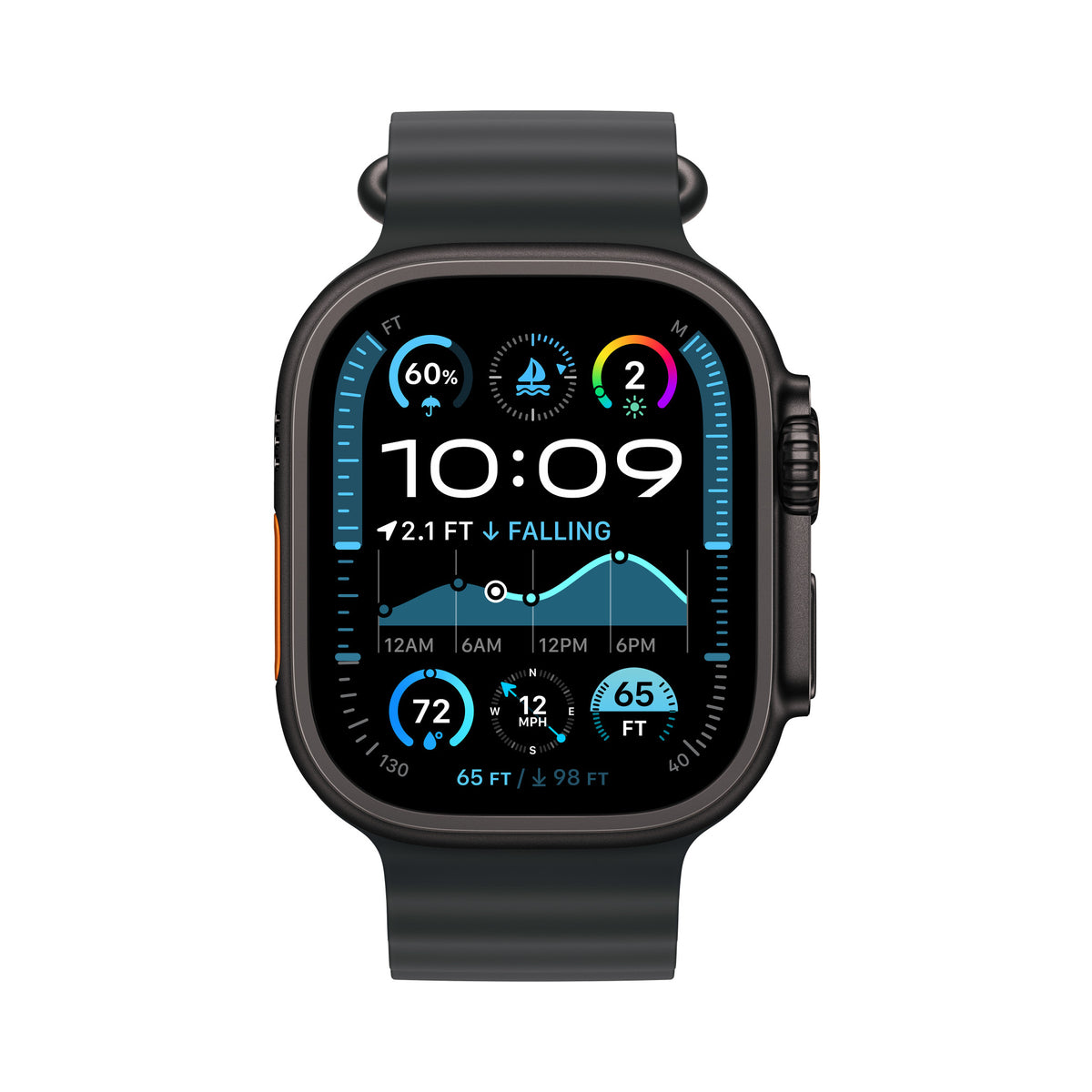 Apple Watch Ultra 2 49 mm Titane noir – vue de face