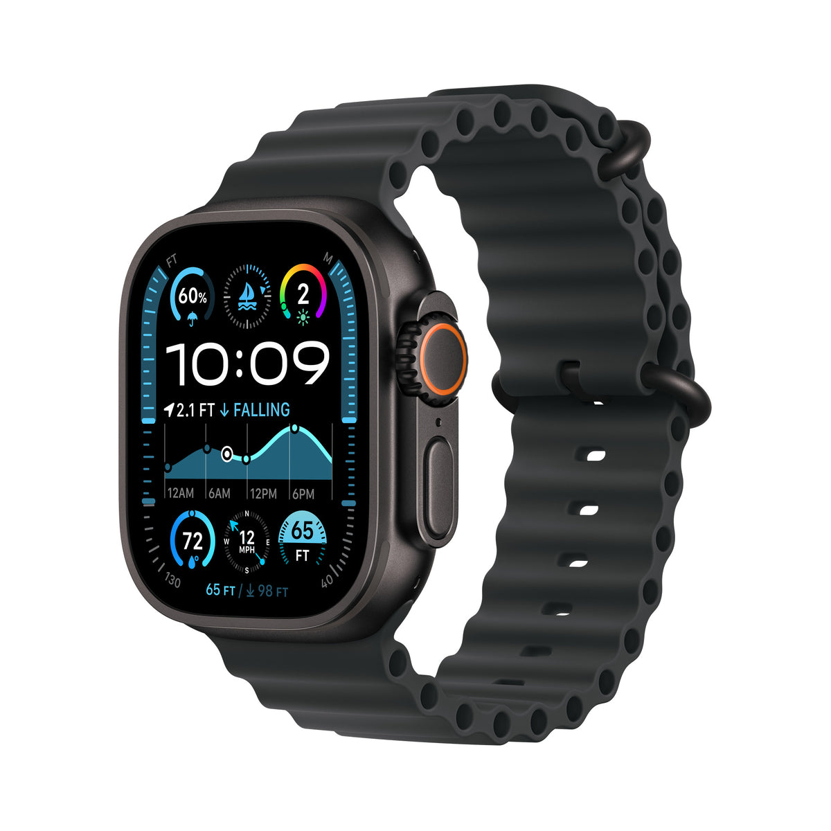 Apple Watch Ultra 2 49 mm Titane noir – vue trois-quarts