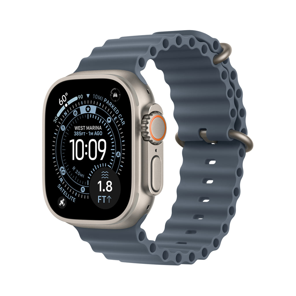 Apple Watch Ultra 3 49 mm Titane naturel – vue trois-quarts