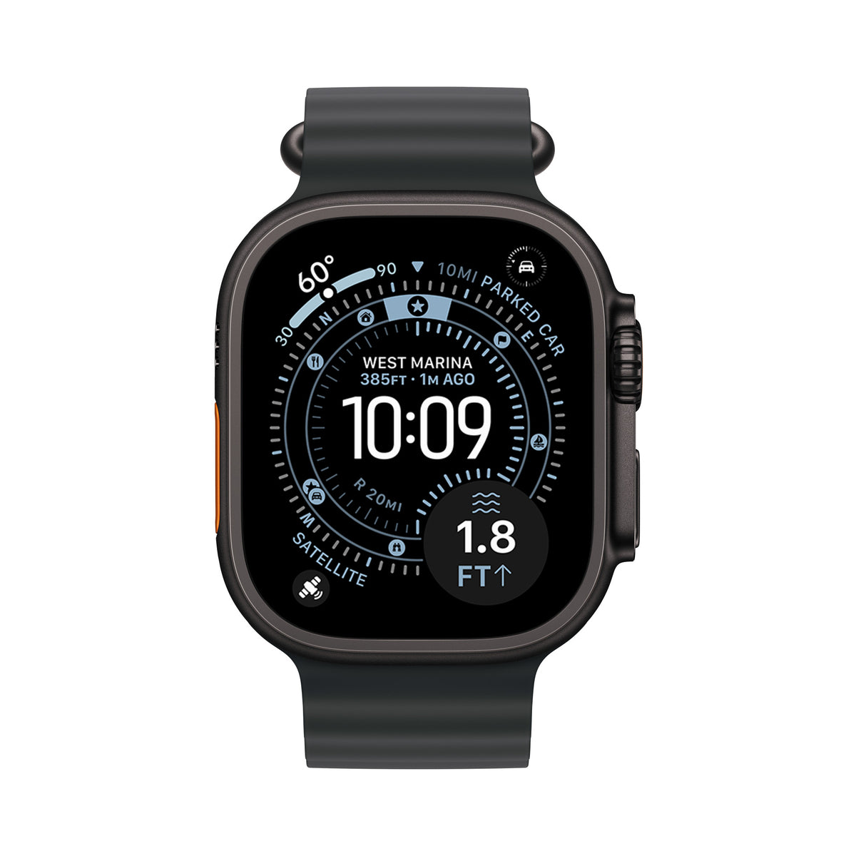 Apple Watch Ultra 3 49 mm Titane noir – vue de face