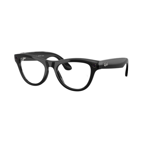 Ray-Ban Meta Skyler (Gen 2) Brillant Noir – Incolore/Améthyste Transitions® – vue trois-quarts