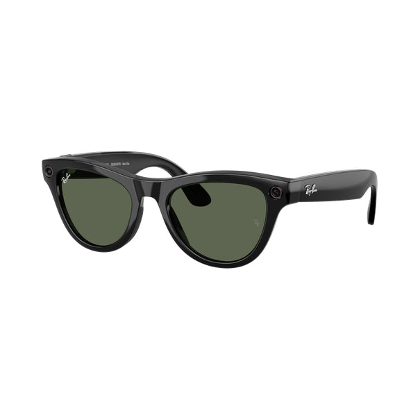 Ray-Ban Meta Skyler (Gen 2) Brillant Noir – Vert G-15 Teinte unie – vue trois-quarts