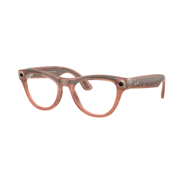 Ray-Ban Meta Skyler (Gen 2) Brillant Pêche – Incolore/Marron Transitions® – vue trois-quarts