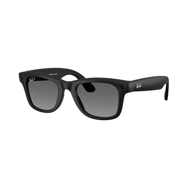 Ray-Ban Meta Wayfarer (Gen 2) Mat Noir – Graphite polarisé Dégradés – vue trois-quarts